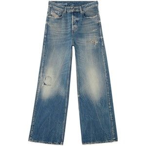 Diesel Relaxed-Fit High-Waisted Denim Trousers With Distressed Details - NWT
